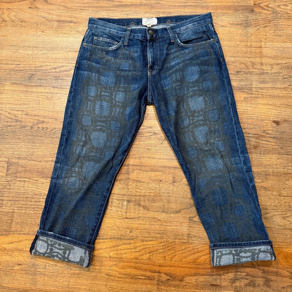 Marni x Current/Elliott Military Pearl Patterned Boyfriend Jeans